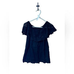 NWT Flutter sleeve black Chaser top REVOLVE Lace collar Med